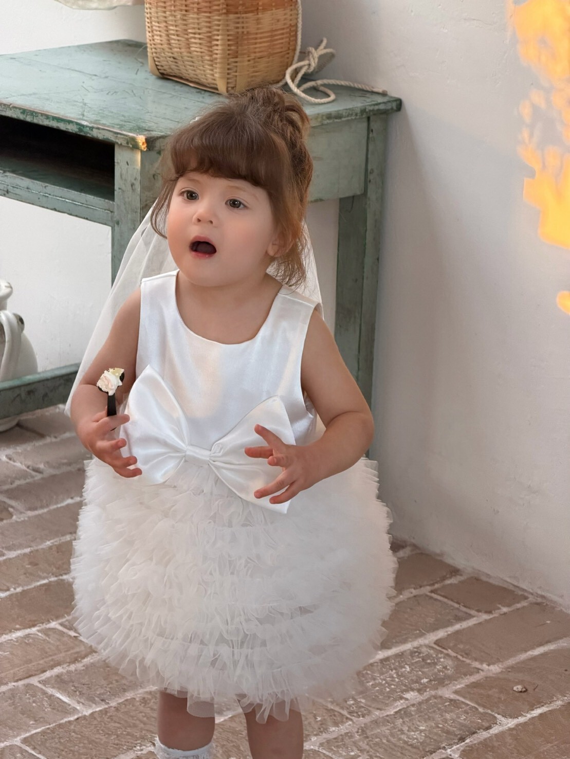 法式白紗大蝴蝶結洋裝