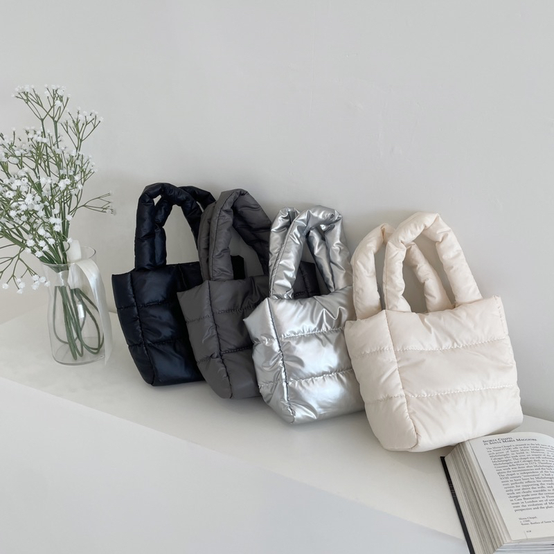 太空感澎澎羽絨手提包(5色)附背帶/有內袋!!!