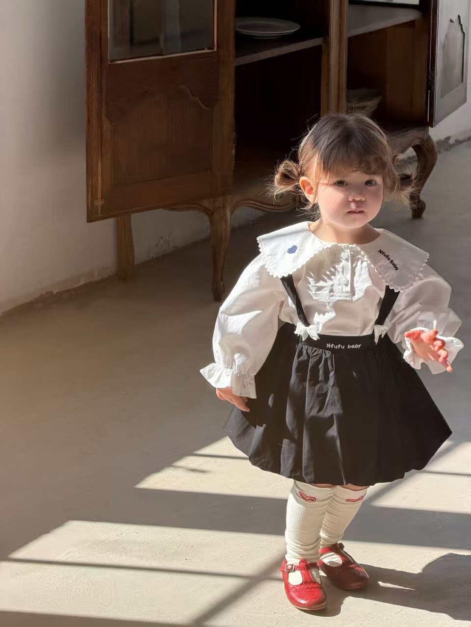 日系小蝴蝶結背帶裙