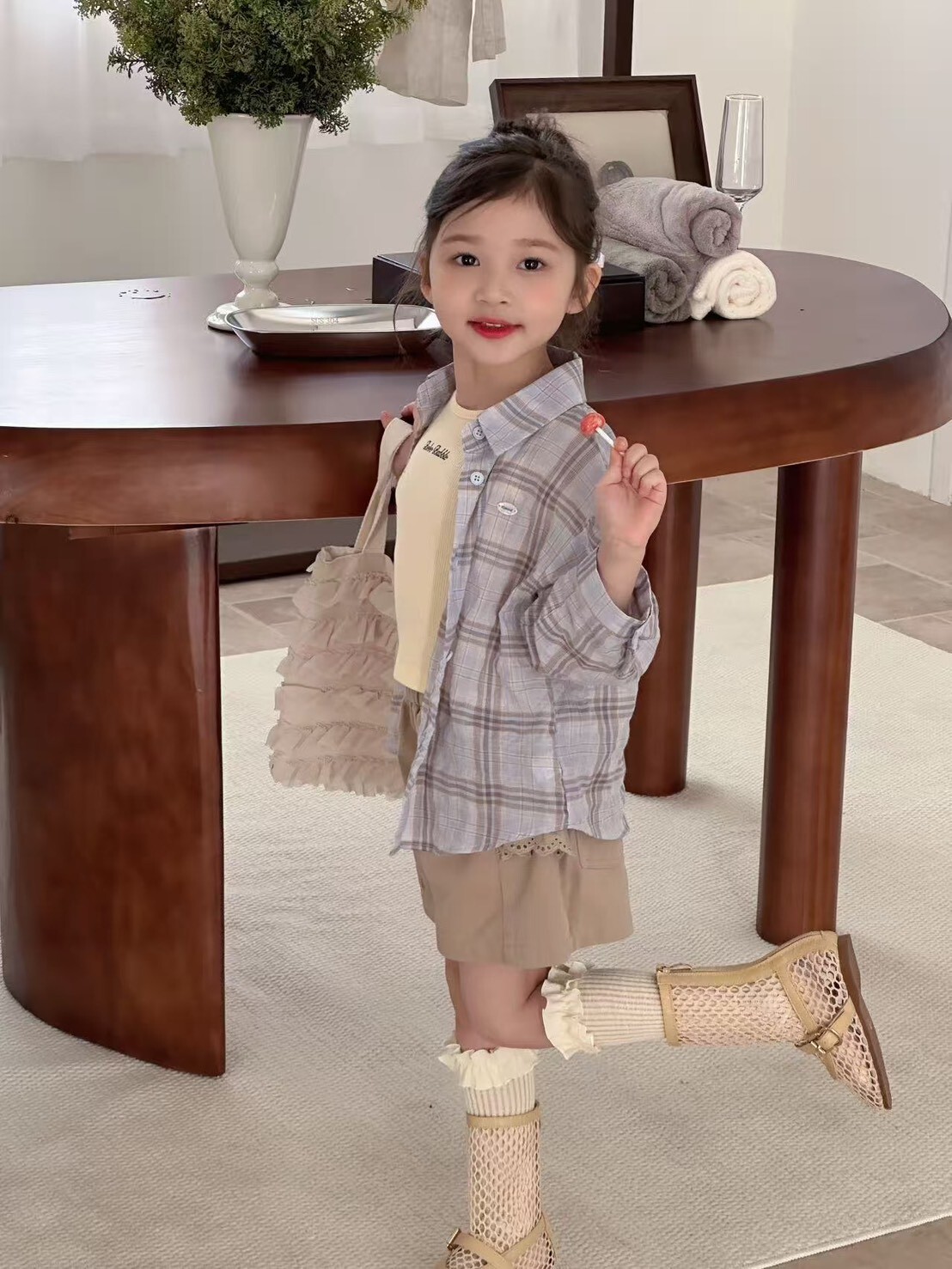 小小大人格紋襯衫