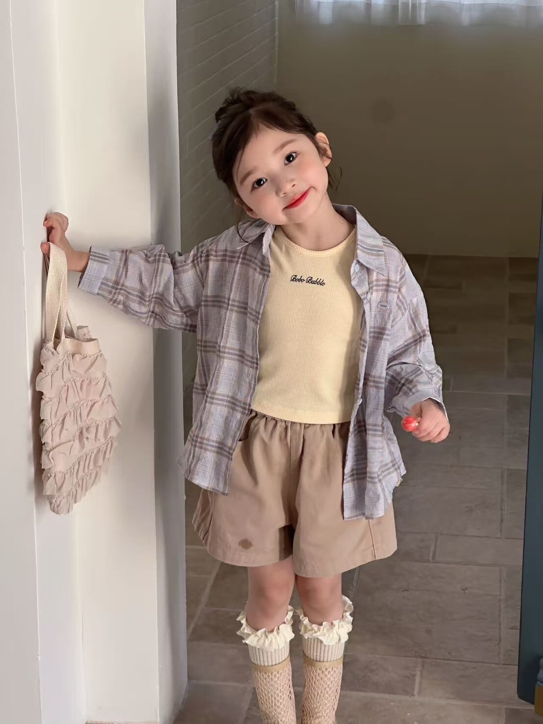 小小大人格紋襯衫