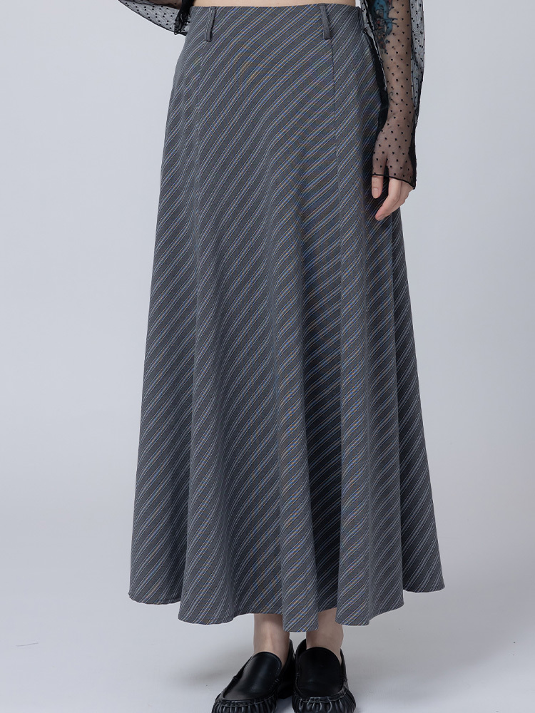 斜條紋散擺長裙 PizzaCutFive PCF261492016