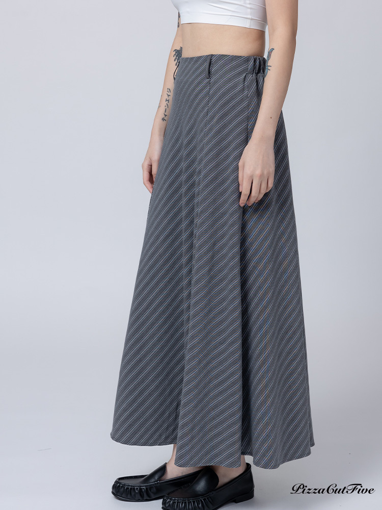 斜條紋散擺長裙 PizzaCutFive PCF261492016