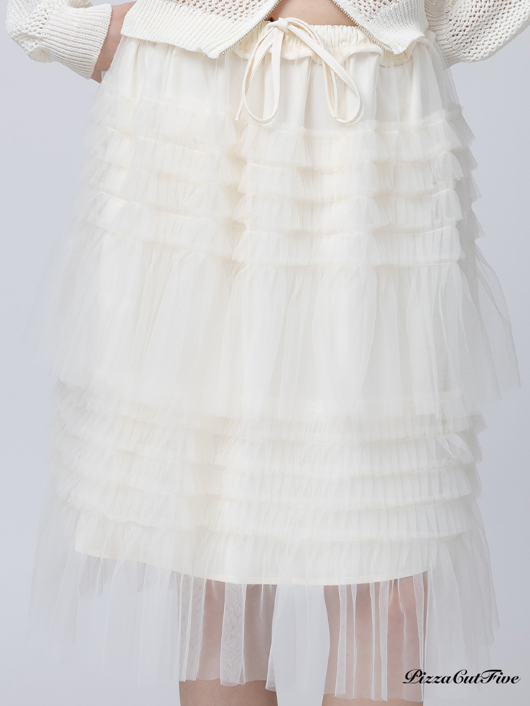 多層造型網紗中長裙 PizzaCutFive PCF262492014