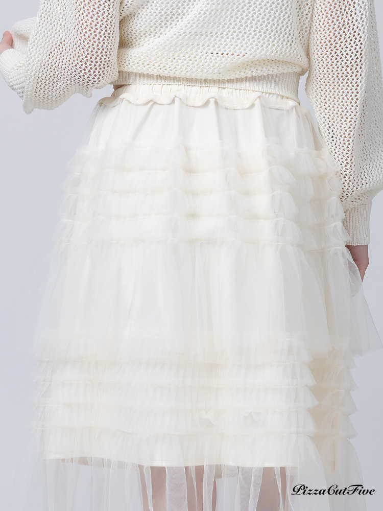 多層造型網紗中長裙 PizzaCutFive PCF262492014