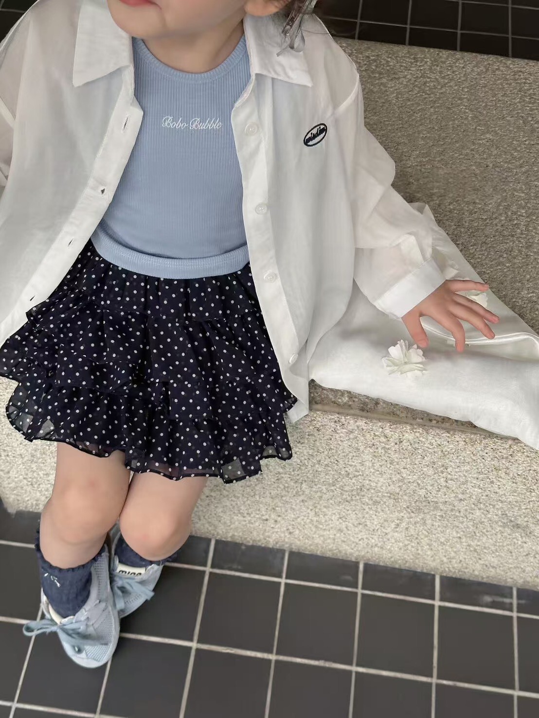 韓系可愛波點蛋糕褲裙