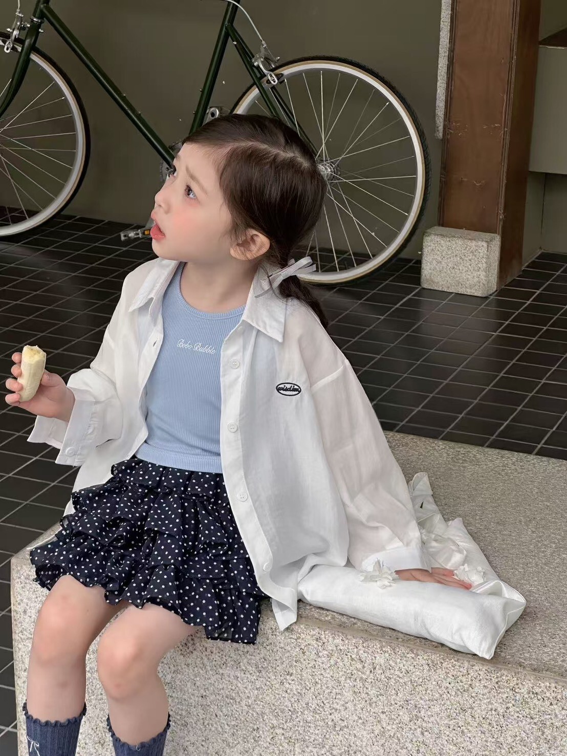 韓系可愛波點蛋糕褲裙