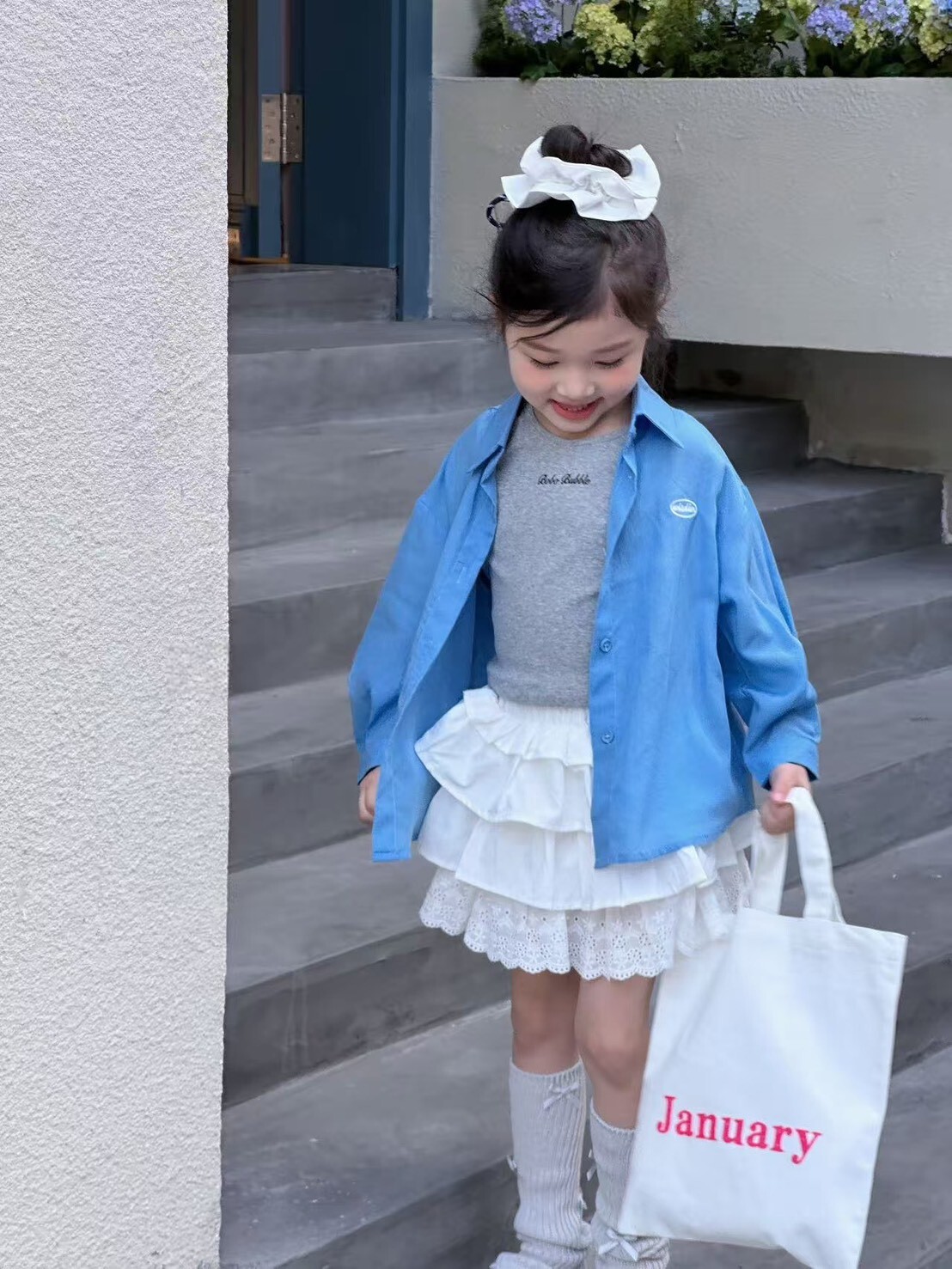 韓系浪漫蕾絲花瓣褲裙