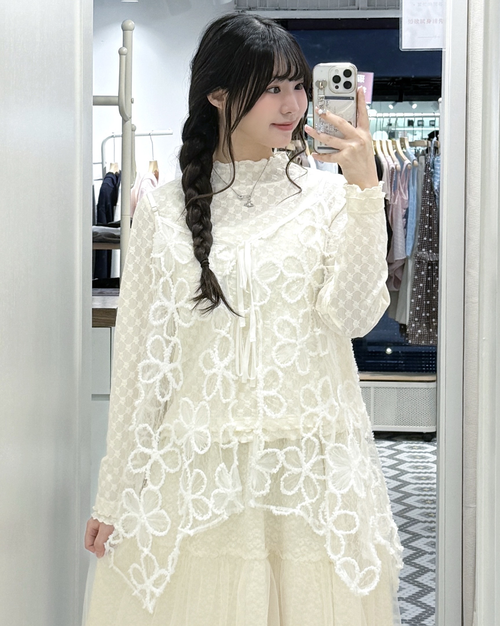 EA1219｜超美刺繡大花花🌷͙⋆ ִֶָ˖·˳˖𓂃 ִֶָ 雙綁帶透視吊帶外搭