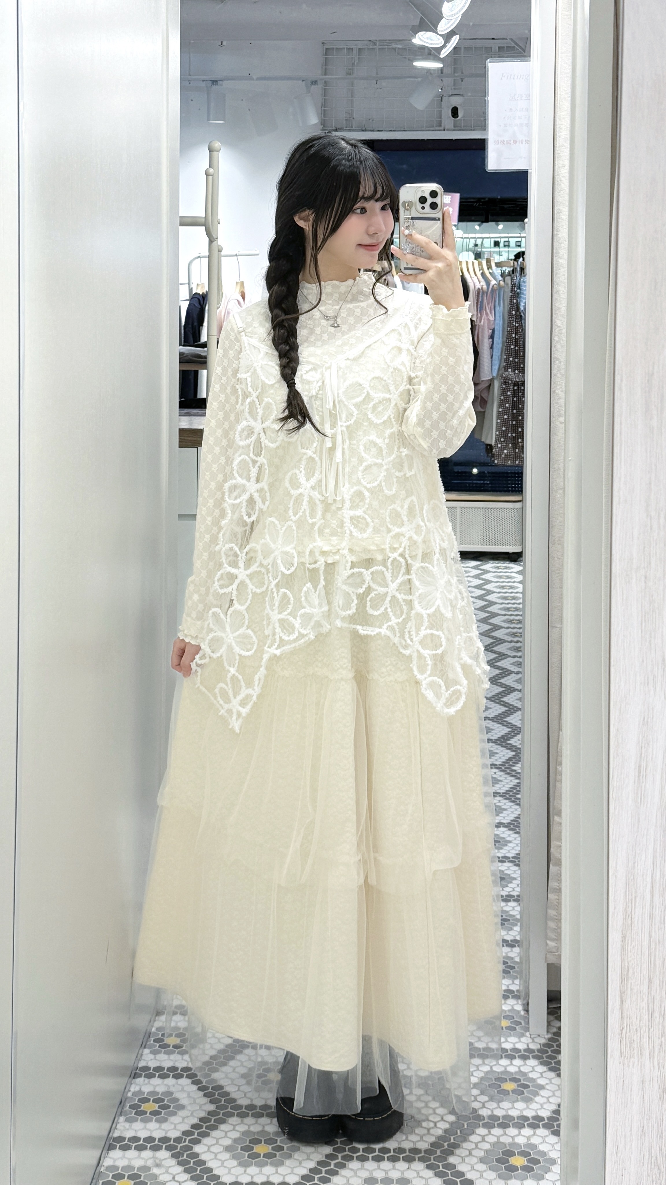 EA1219｜超美刺繡大花花🌷͙⋆ ִֶָ˖·˳˖𓂃 ִֶָ 雙綁帶透視吊帶外搭