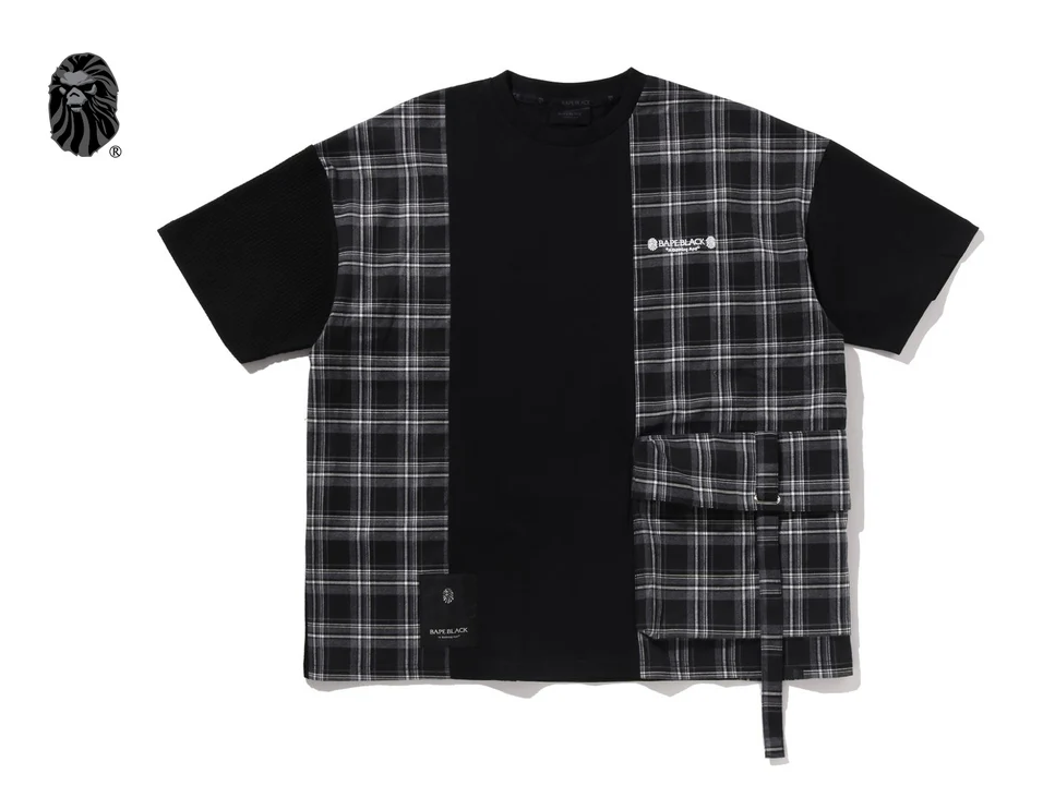 【BAPE BLACK】0221 發售 BAPE BLACK CHECKER PATCHWORK TEE