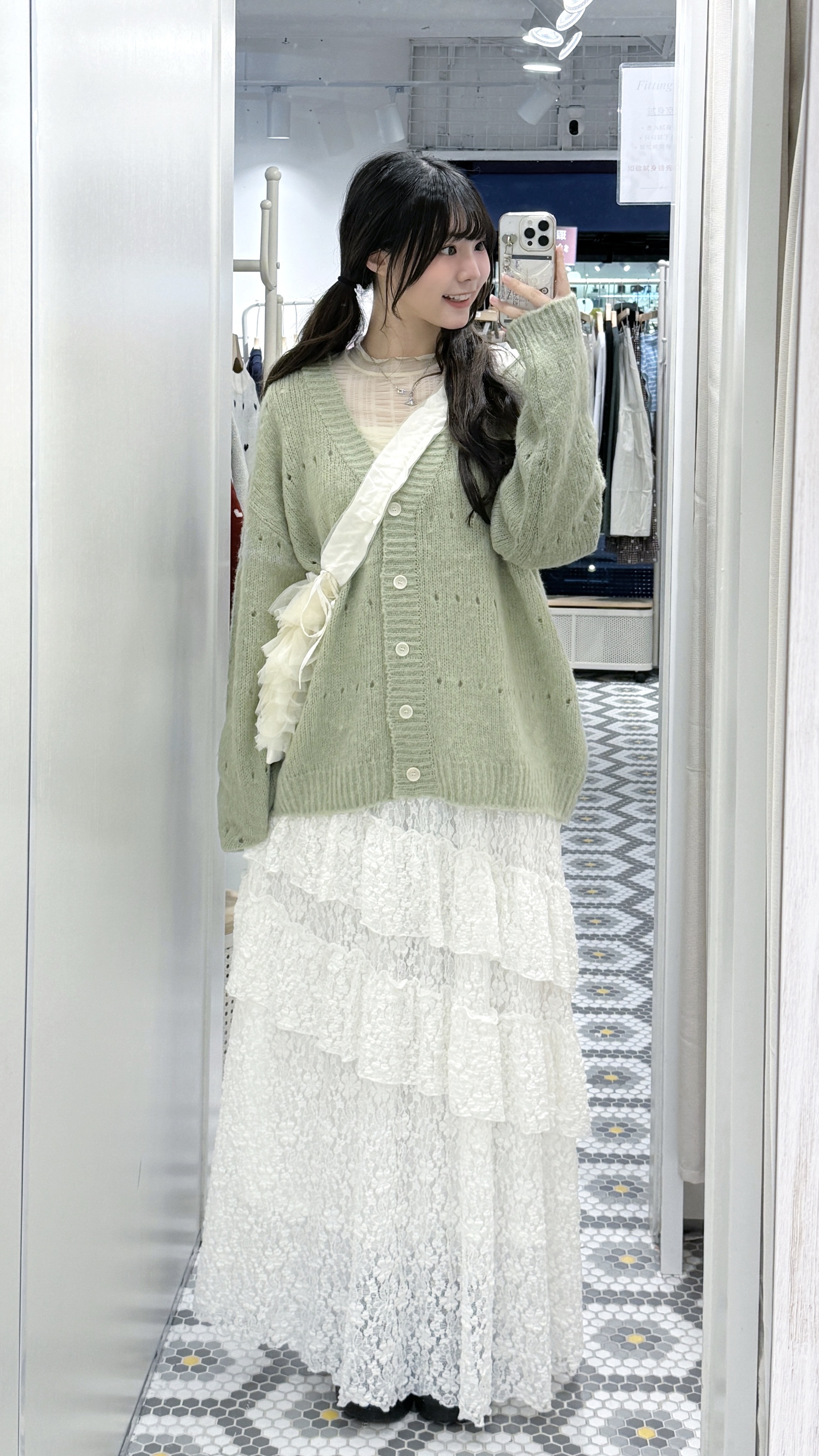 EA1225｜超軟熟皺皺斜ruffle邊長裙ʕ⑅ᵕ༚ᵕʔฅ