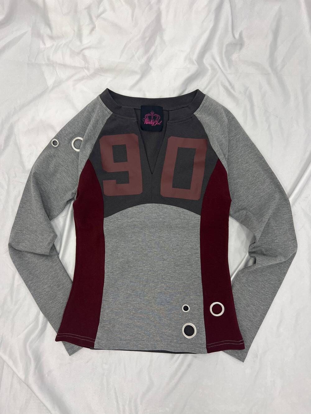 【9090 girl】0221 發售 V-Neck Slim Numbered Tee