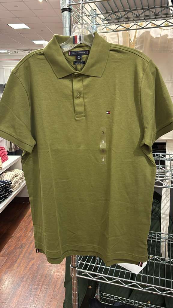 VO028 Tommy Hilfiger 細LOGO鴨屎綠色POLO TEE