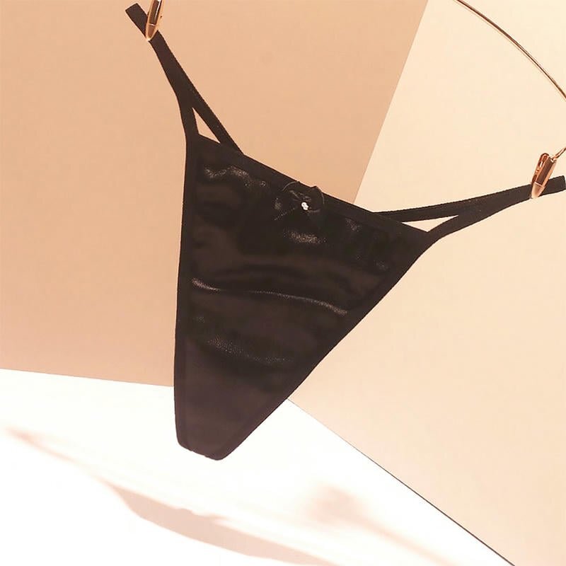 Garden Costume GB-794 迷你珍珠裝飾 黑色情趣內褲