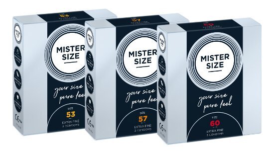 MISTER SIZE TEST BOX 測試套裝 乳膠安全套 53-57-60 (M/L/XL) 3片裝