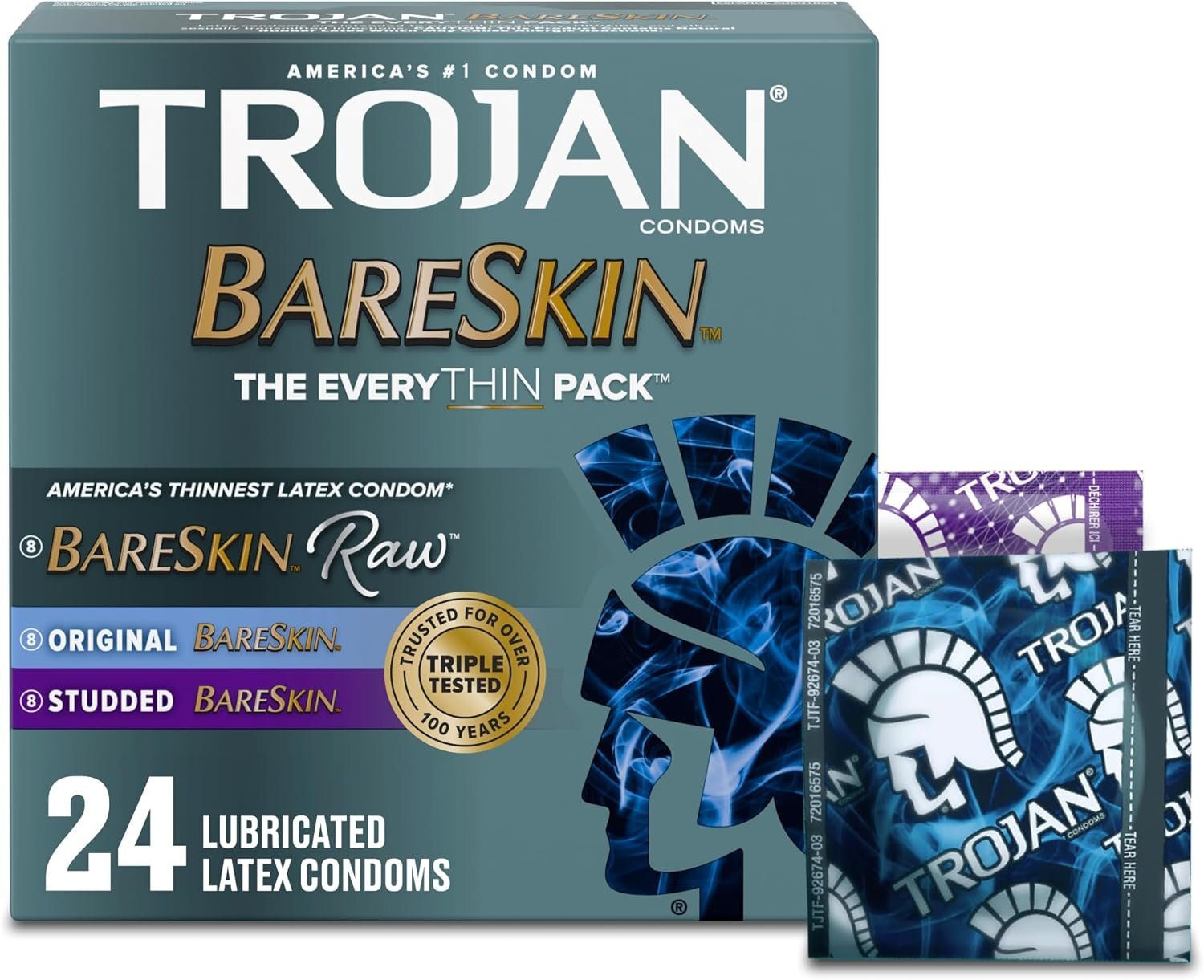 Trojan 戰神 Bareskin 不同高級超薄潤滑安全套組合包 24片裝