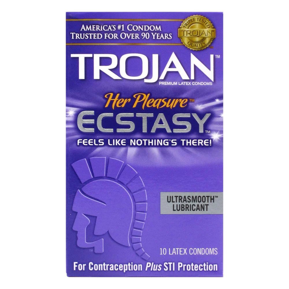 Trojan 戰神 Her Pleasure Ecstasy 超平滑潤滑乳膠安全套 乳膠安全套 10片裝