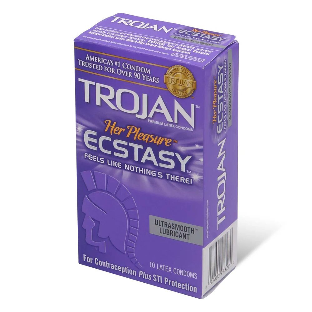 Trojan 戰神 Her Pleasure Ecstasy 超平滑潤滑乳膠安全套 乳膠安全套 10片裝