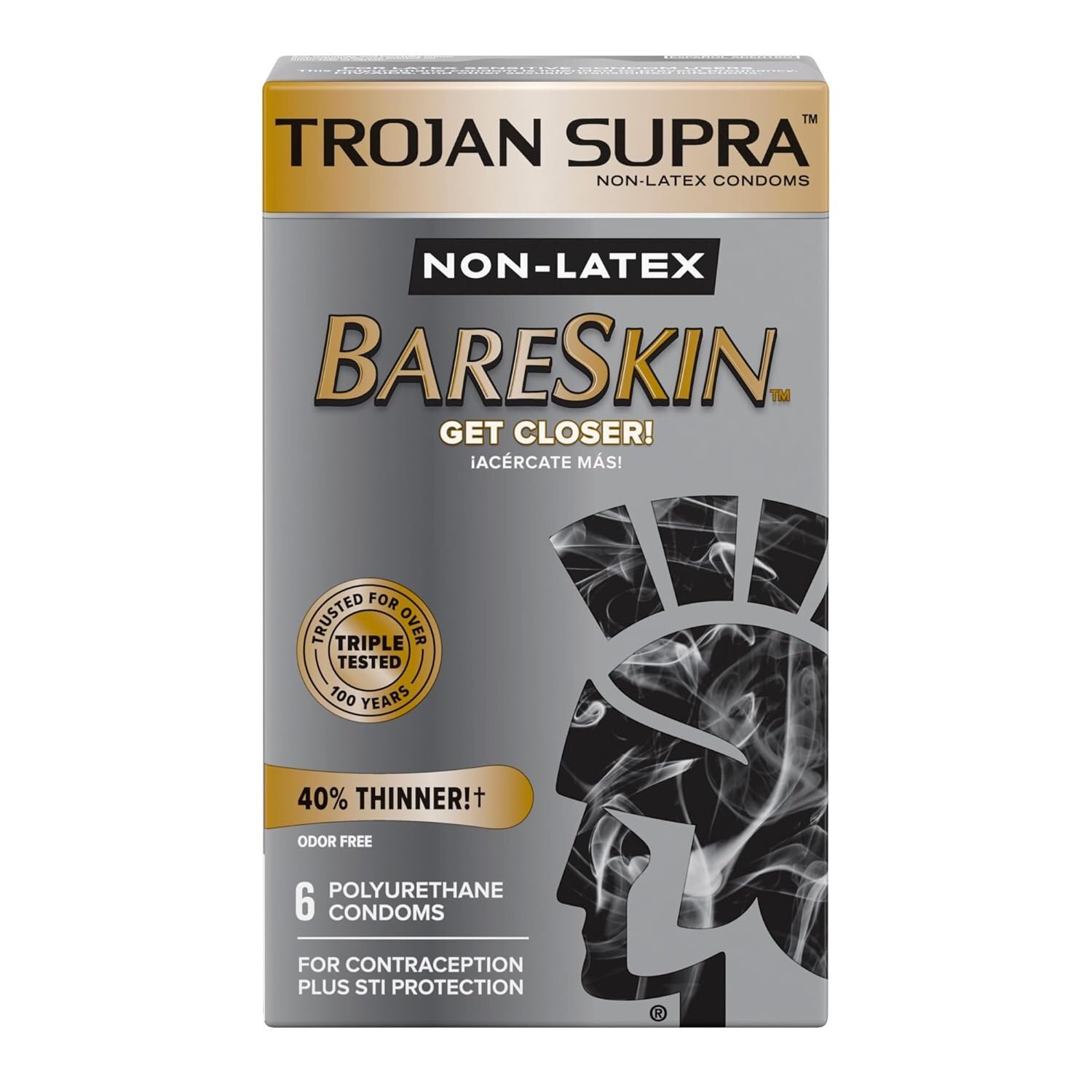 Trojan 戰神 Supra BareSkin 水性超潤滑 PU 安全套 6片裝