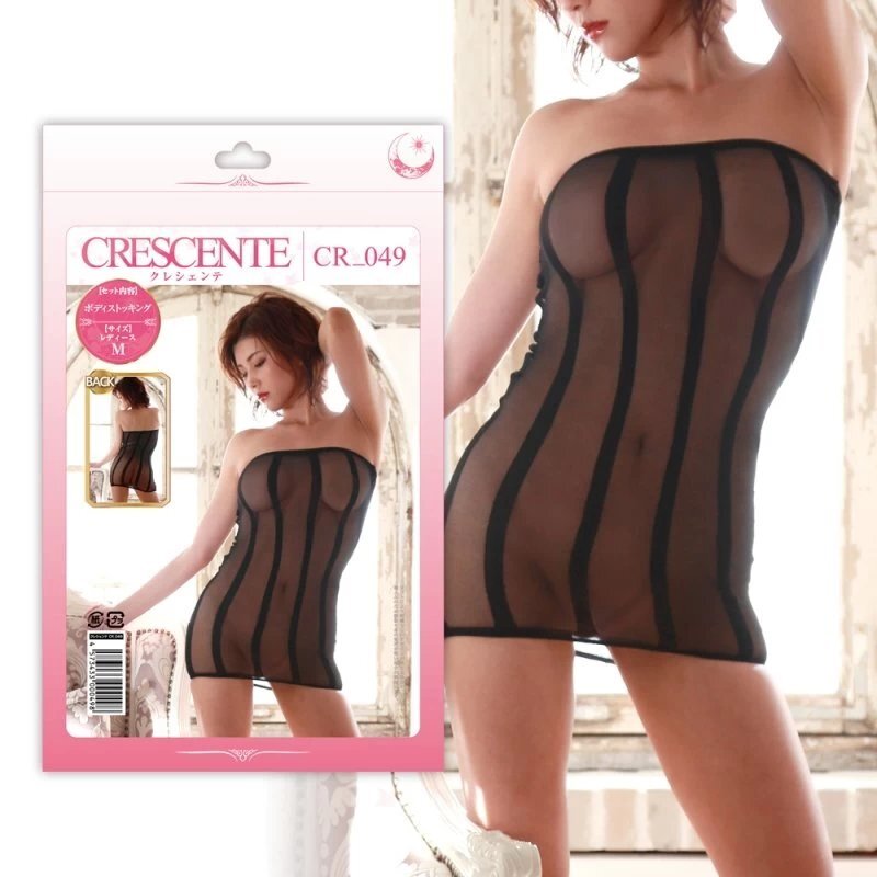 Crescente CR-049 性感直條紋短裙 均碼 黑色