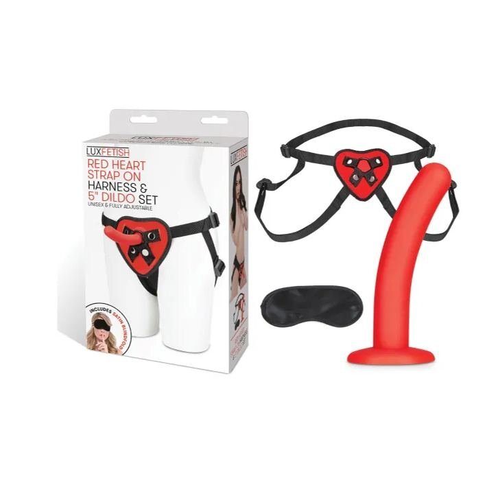 Lux Fetish 穿戴式假陽具 5'' 套裝 紅色/紫色