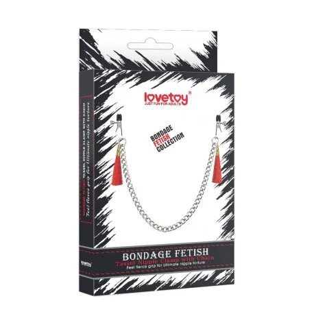 Lovetoy 紅色流蘇鏈條乳頭夾