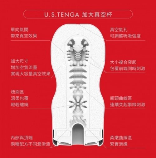 TENGA U.S. ORIGINAL 經典真空杯 標準型 (第二代) - 紅色