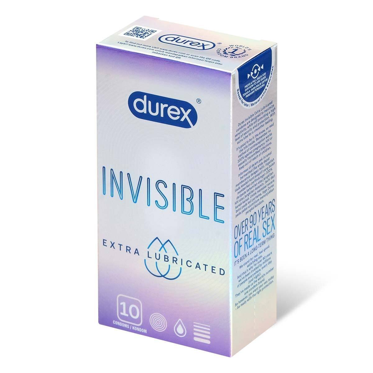 Durex 杜蕾斯 Invisible Extra Lubricated  乳膠安全套 10片裝 (國際版)