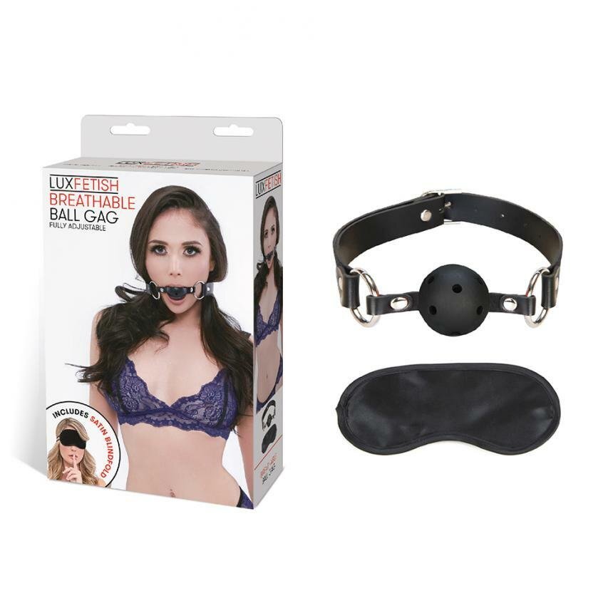 Lux Fetish 透氣口塞連眼罩 黑色/紅色