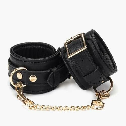 Liebe Seele Dark Secret 皮革手銬帶金色鏈
