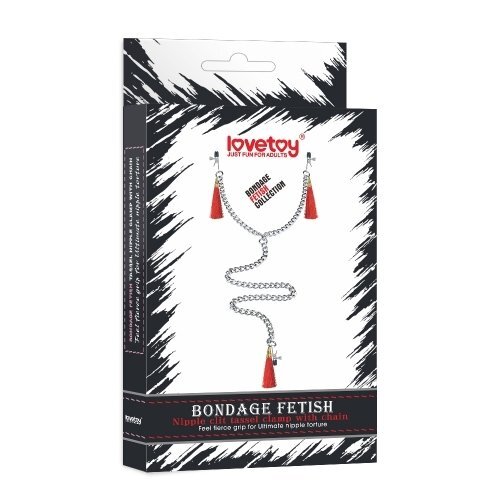 Lovetoy 流蘇乳頭夾連陰唇夾 紅色