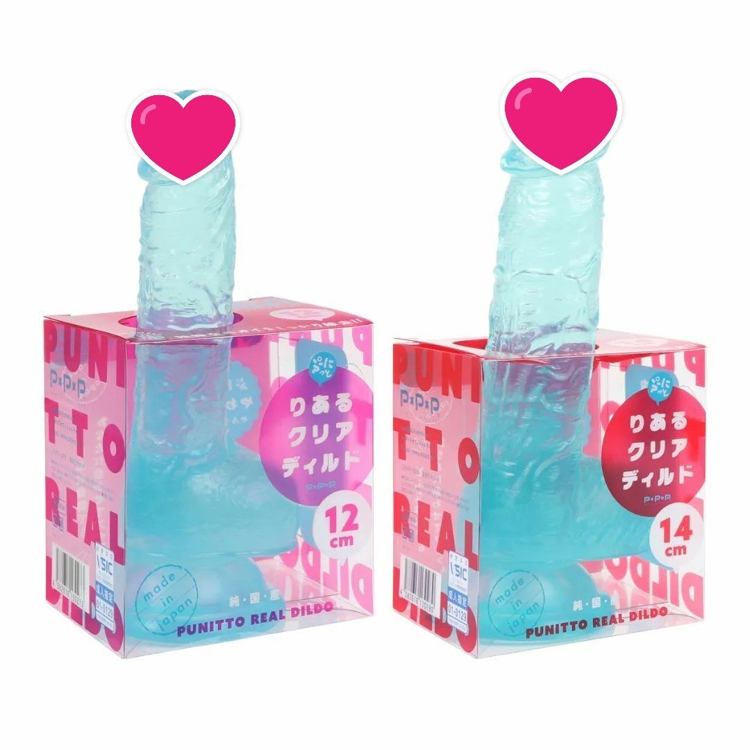 PxPxP 純日本國產透明仿真陽具 12/14cm 冰藍色