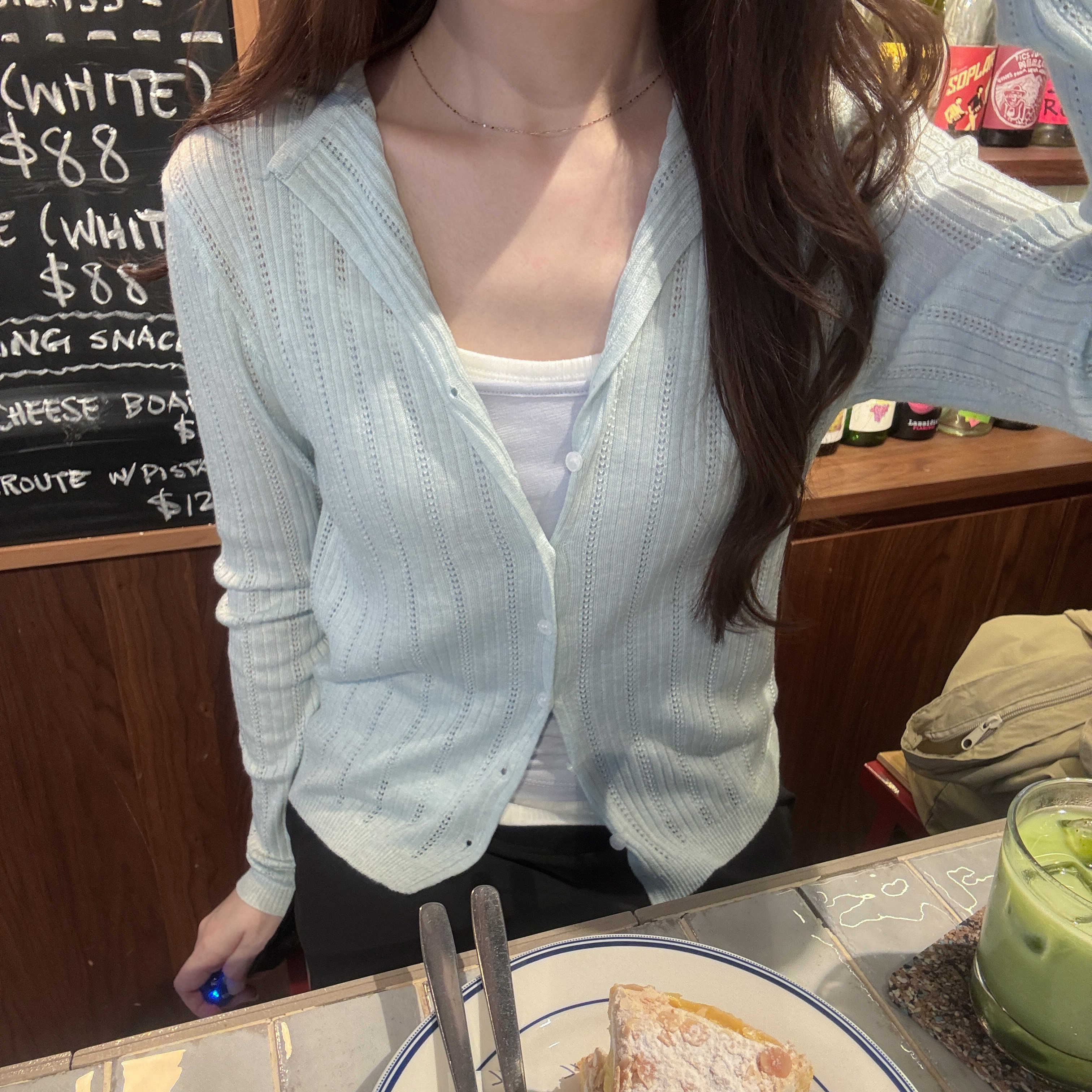 薄針織小勾花線料外套