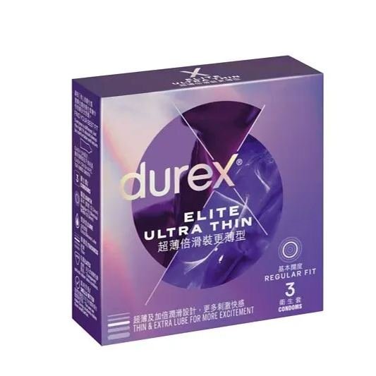 Durex 杜蕾斯 Elite Ultrathin 超薄倍滑裝型 乳膠安全套 3片裝  (香港版)