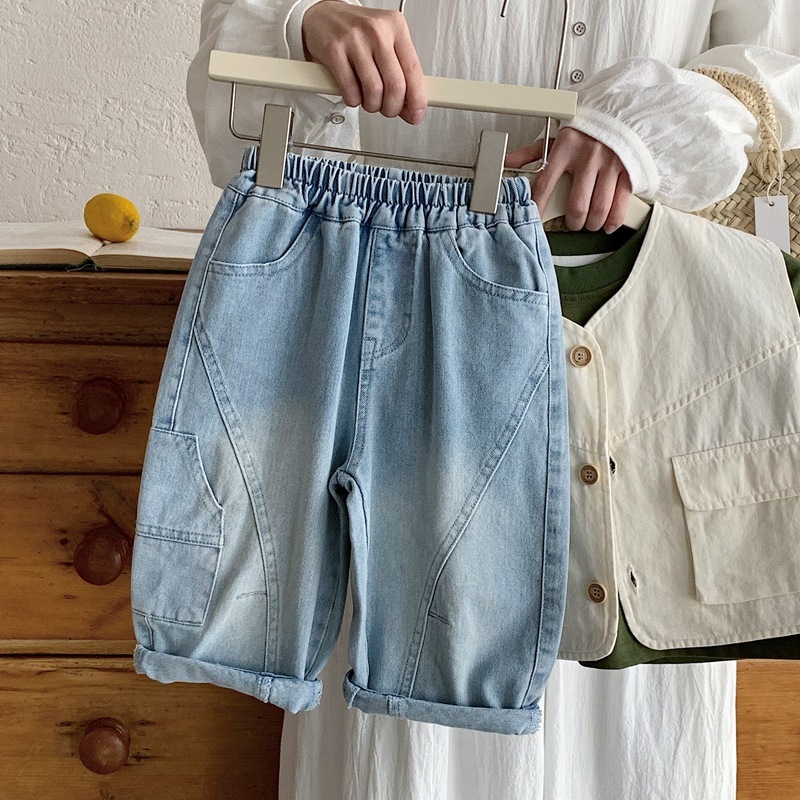 淺藍單工裝 牛仔長褲