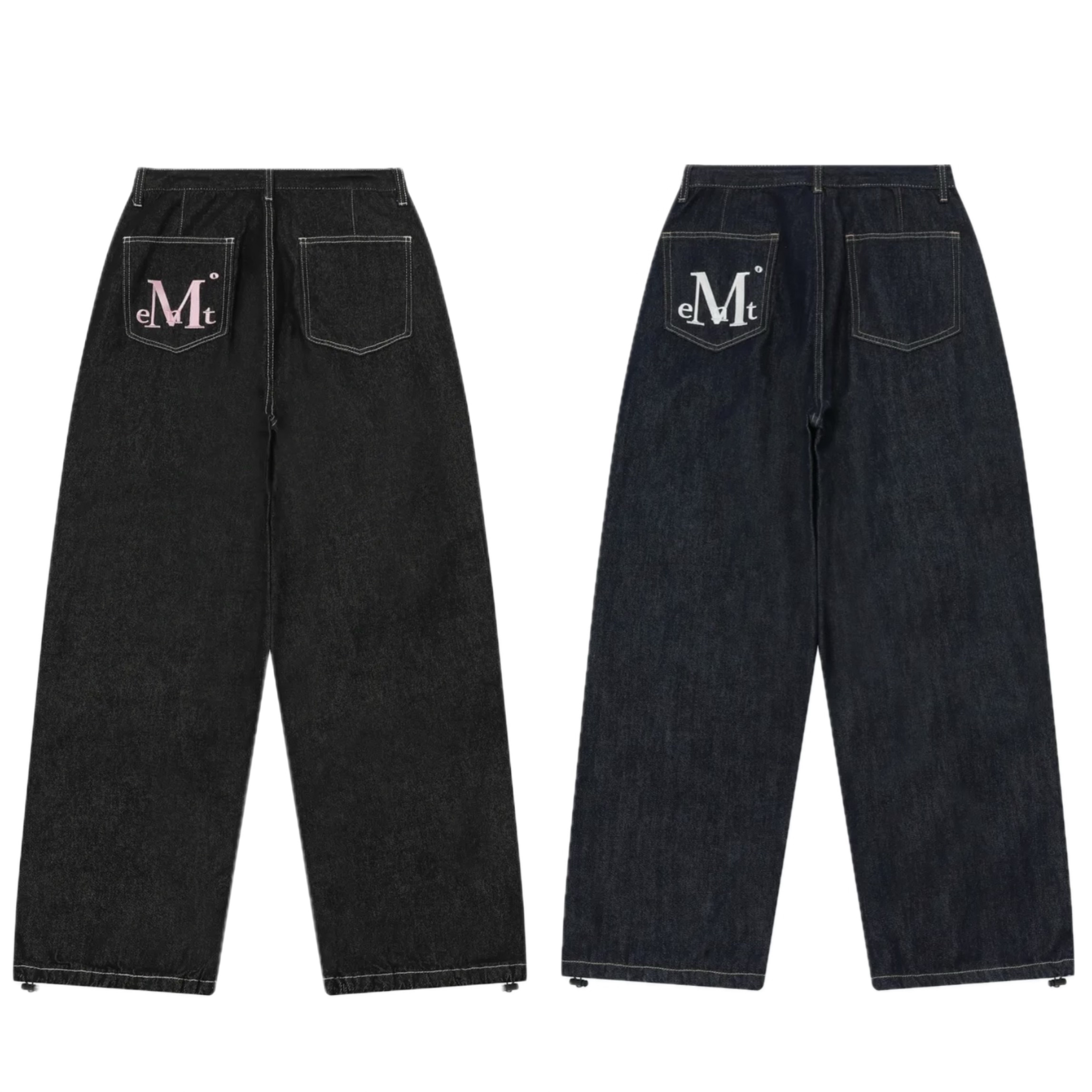 [ Mu cent ] 大Logo牛仔闊腿褲男女通用款（2種顏色）