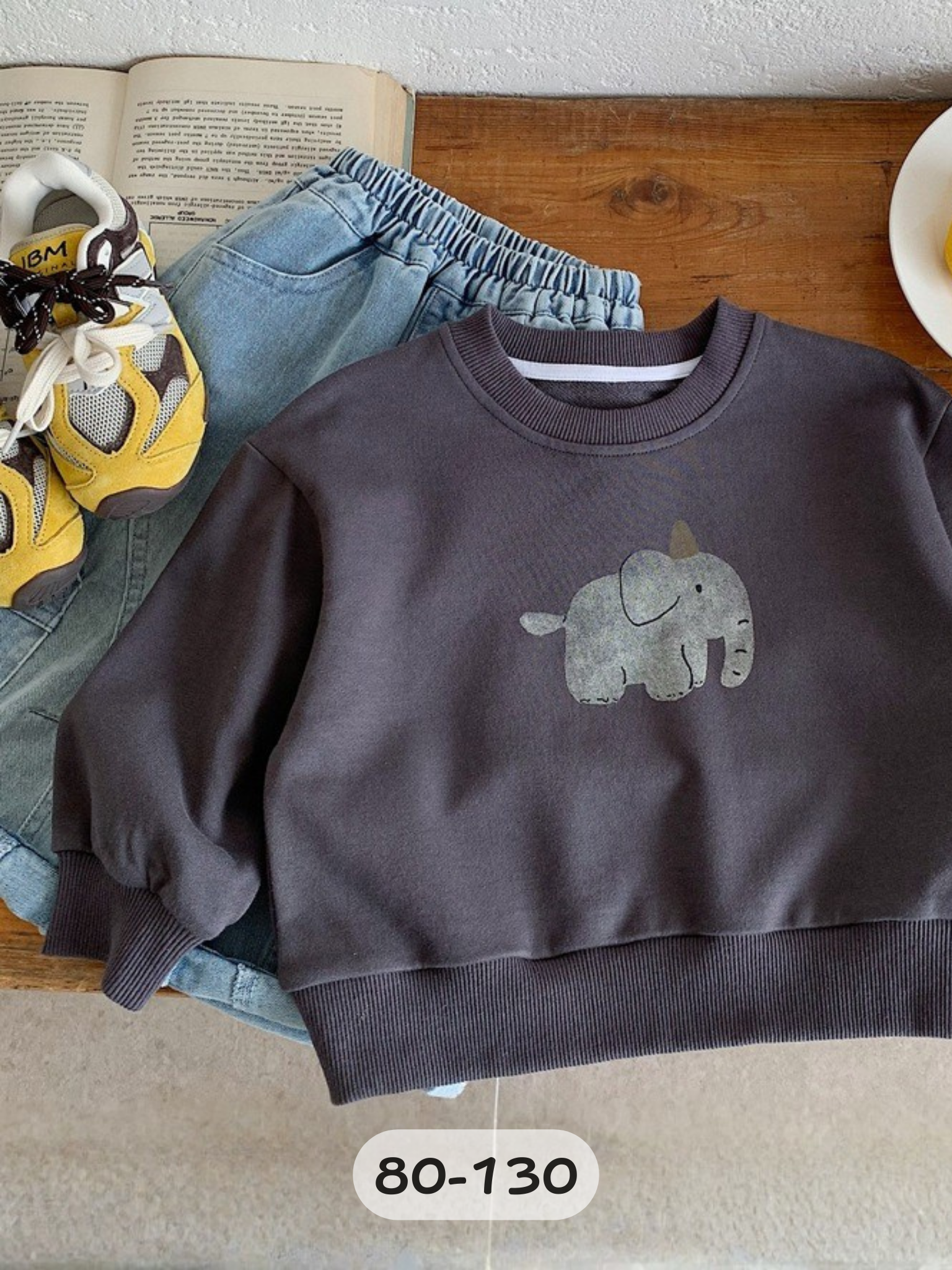 深灰大象 長袖上衣