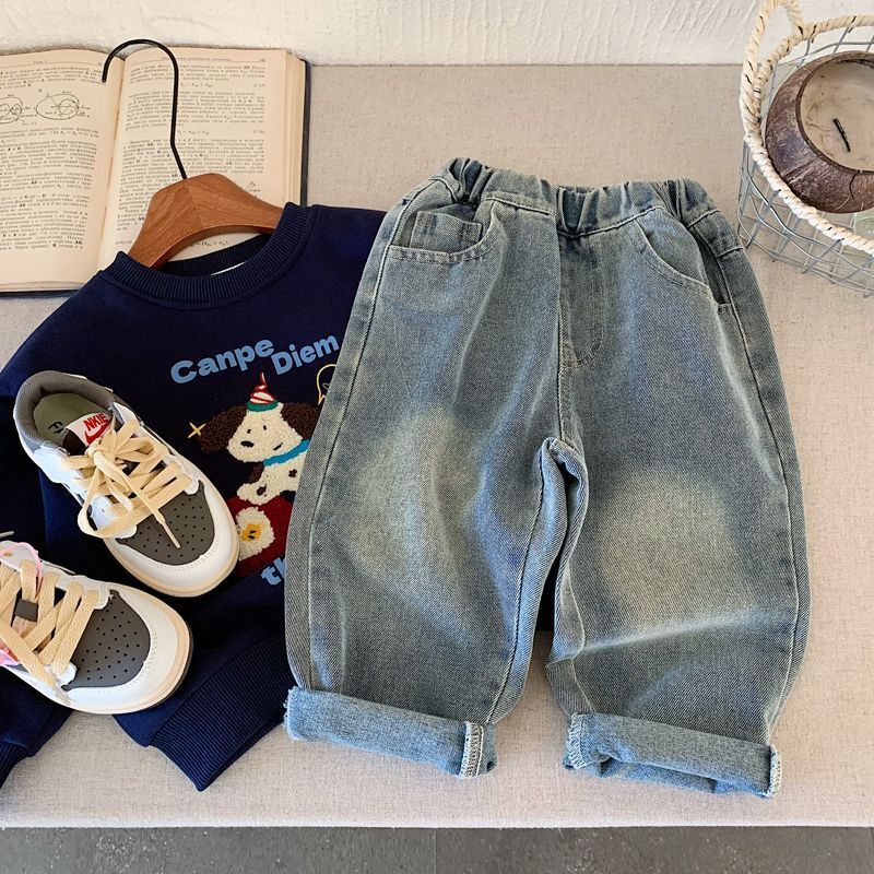 刺繡狗狗 牛仔長褲