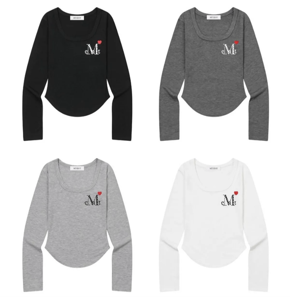 [ Mu cent ] Lovelits 迷你愛心 Logo薄長袖（4種顏色）