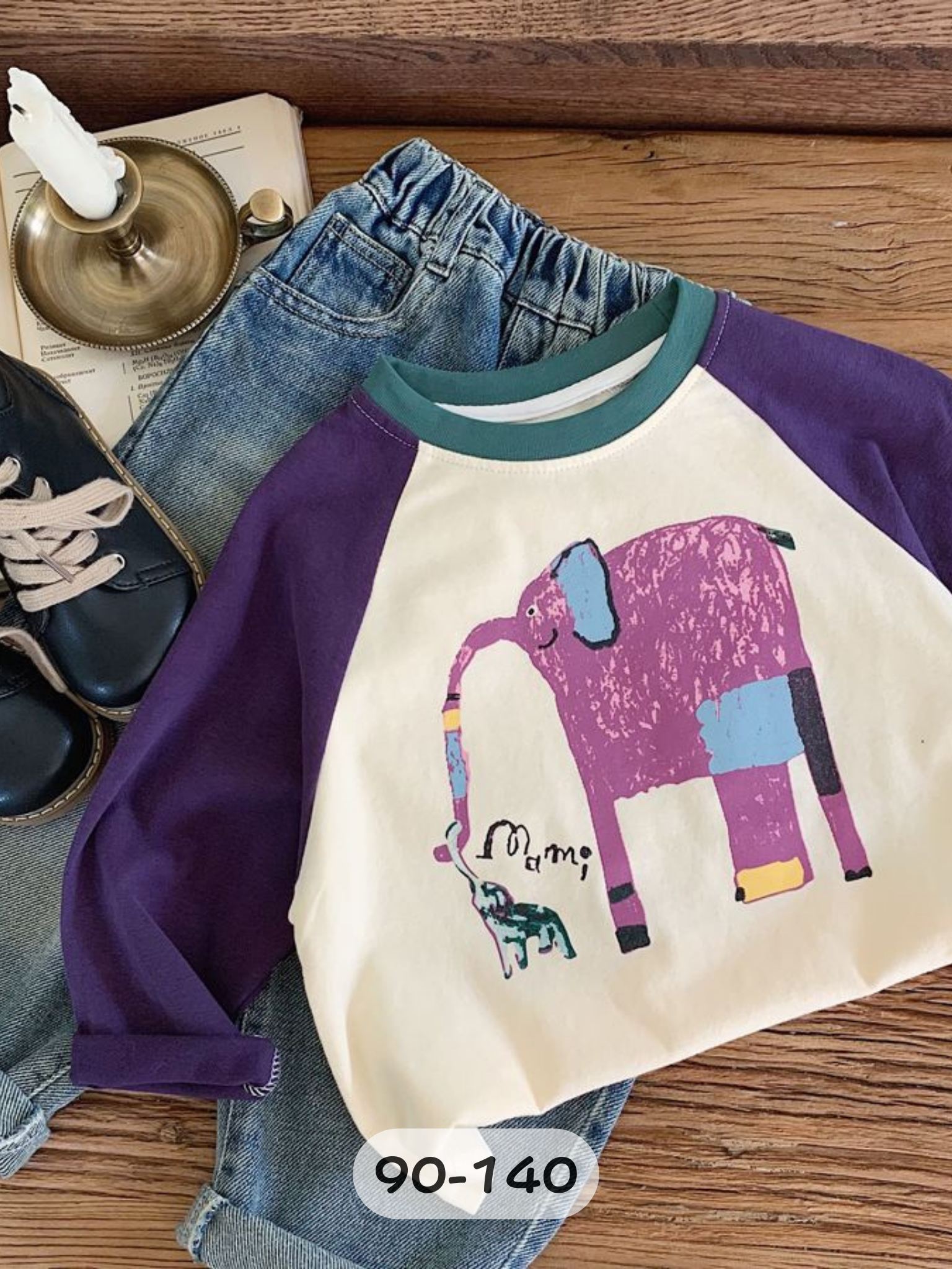 紫色大象 長袖上衣