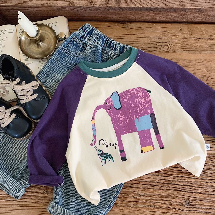 紫色大象 長袖上衣