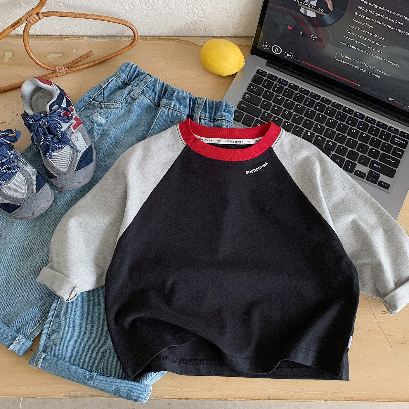 撞色拼接 長袖上衣