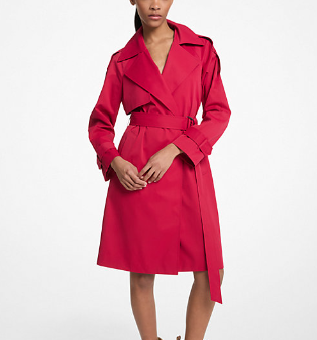 [S] MICHAEL KORS DARK RASPBERRY BELTED TRENCH COAT, 77T6859M72-DARK RASPBERRY (SMK1371)