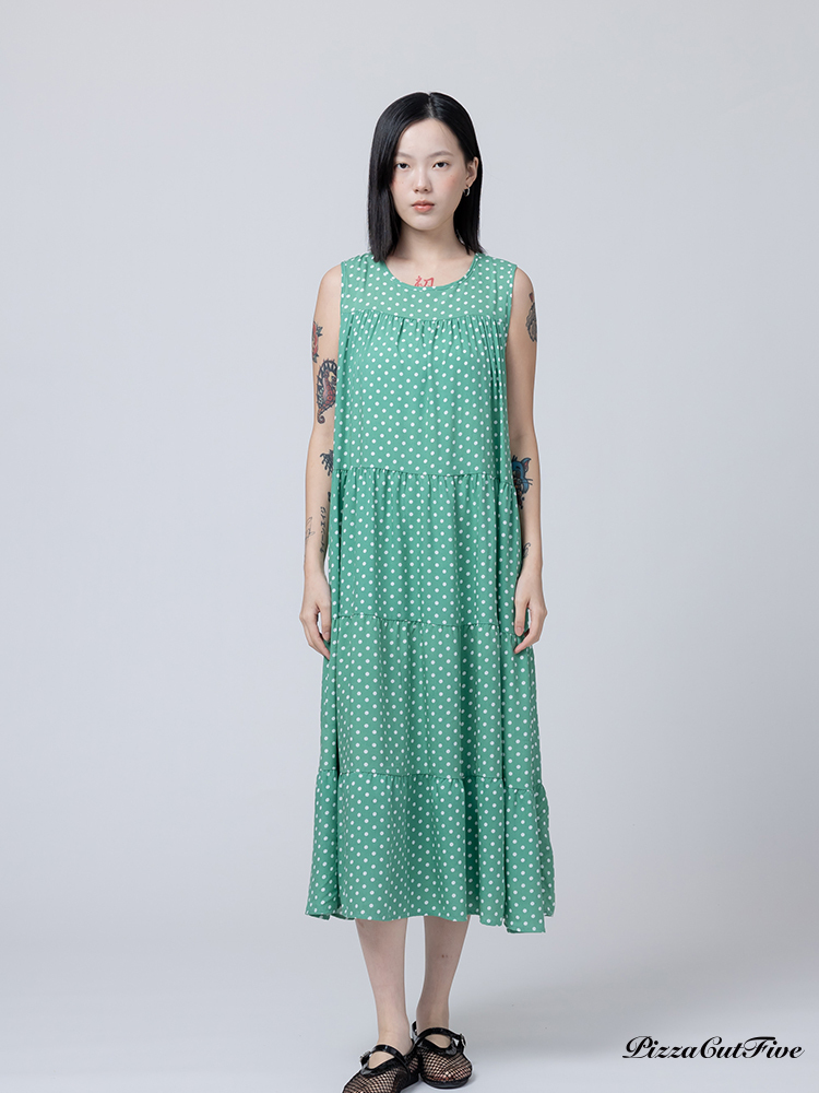 [兩件1580｜涼感洋裝]經典圓點無袖蛋糕連身洋裝 PizzaCutFive PCF262486020