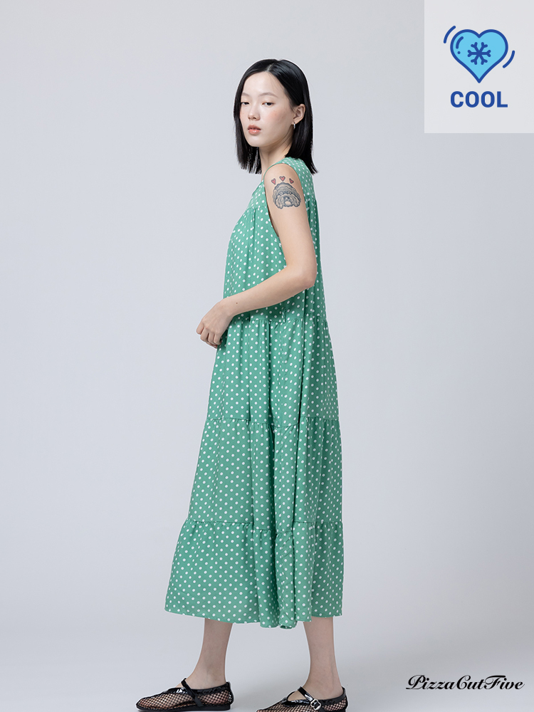 [兩件1580｜涼感洋裝]經典圓點無袖蛋糕連身洋裝 PizzaCutFive PCF262486020