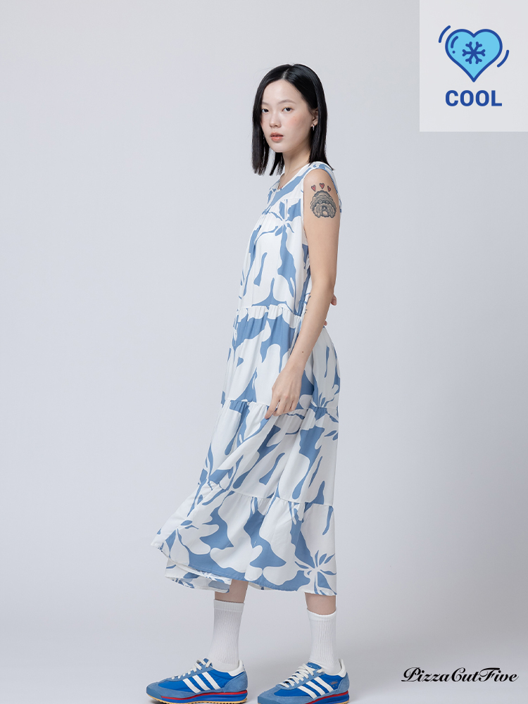 [兩件1580｜涼感洋裝]花朵拼圖無袖蛋糕連身洋裝 PizzaCutFive PCF262486017