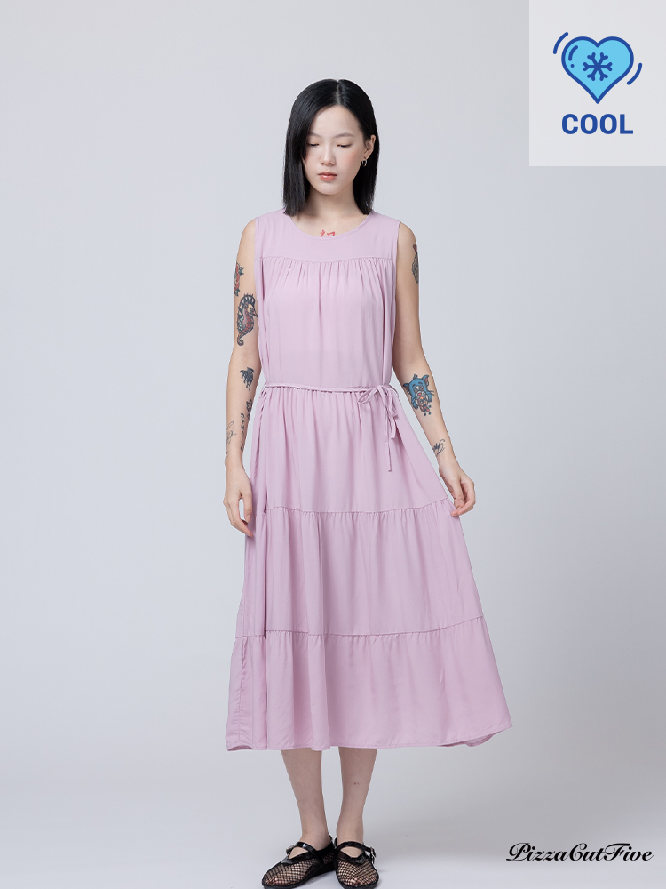 [兩件1580｜涼感洋裝]簡約素色無袖蛋糕連身洋裝 PizzaCutFive PCF262486016