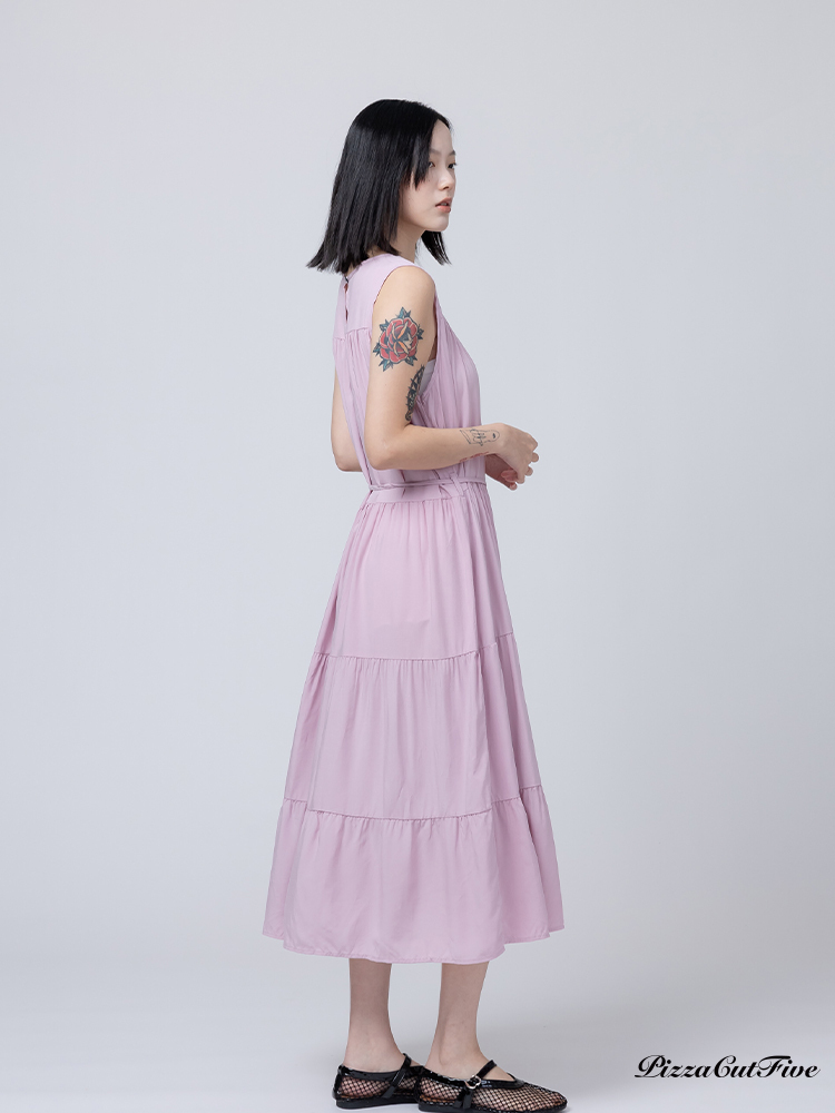 [兩件1580｜涼感洋裝]簡約素色無袖蛋糕連身洋裝 PizzaCutFive PCF262486016