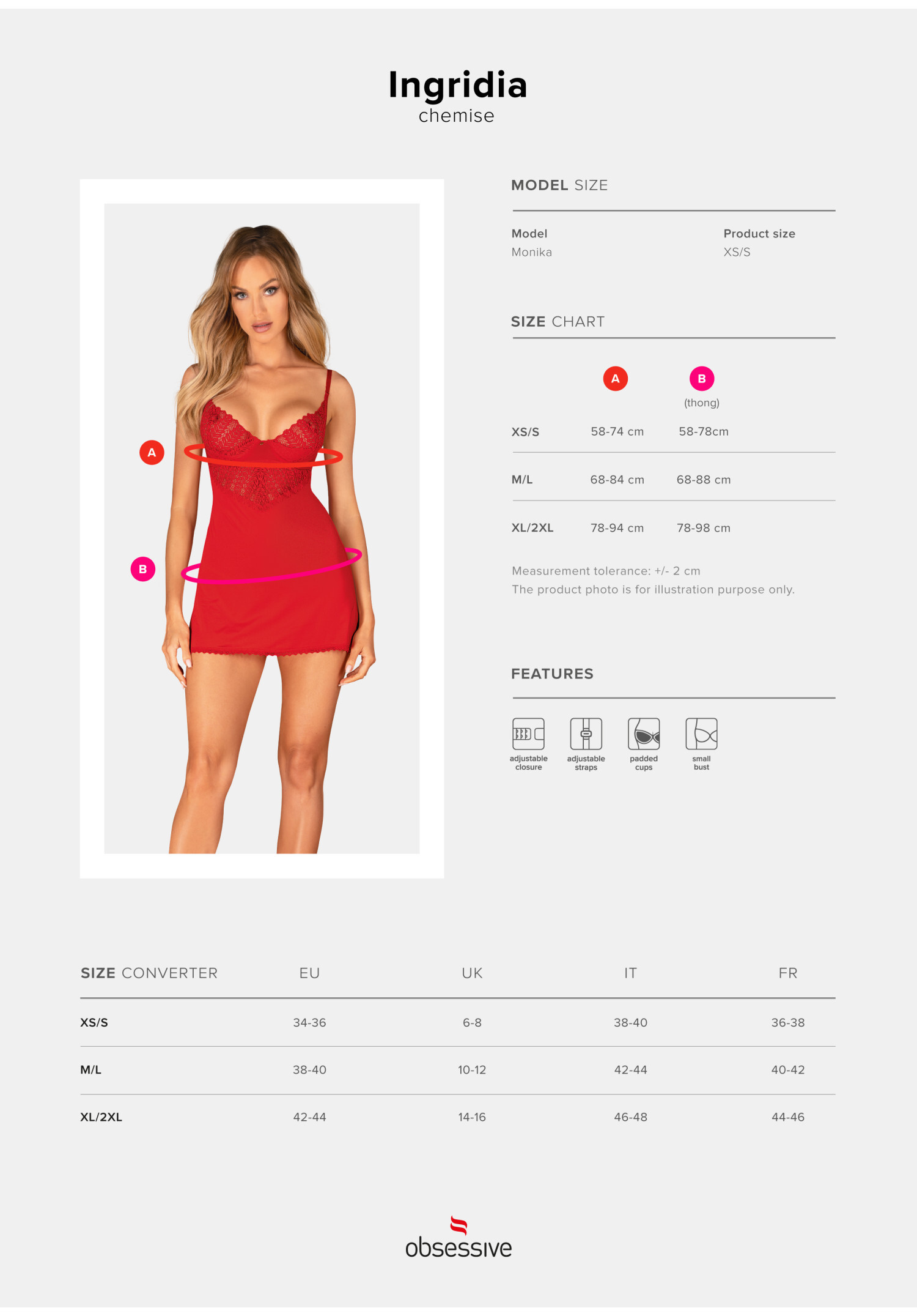 Obsessive- Ingridia 葉紋蕾絲情趣睡裙套裝 - XS/S/M/L/XL/XXL